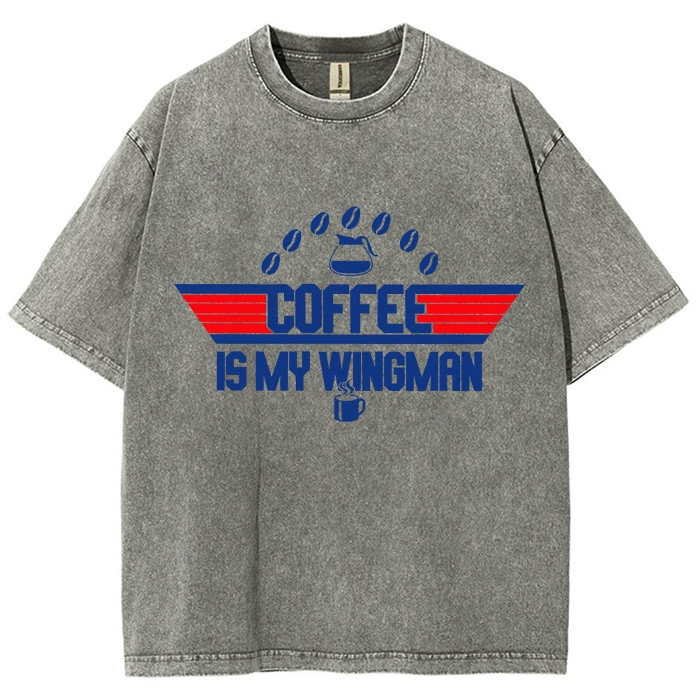 Coffee Is My Wingman Vintage Distressed T-shirt