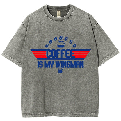 Coffee Is My Wingman Vintage Distressed T-shirt