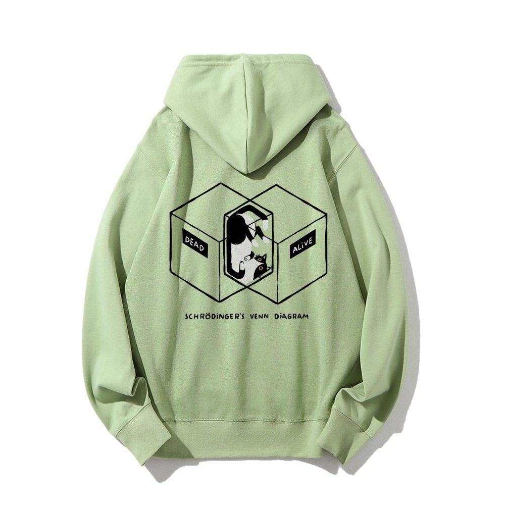 Schrodingers Venn Diagram Printed Back Unisex Cotton Hoodie