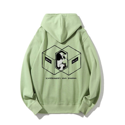 Schrodingers Venn Diagram Printed Back Unisex Cotton Hoodie