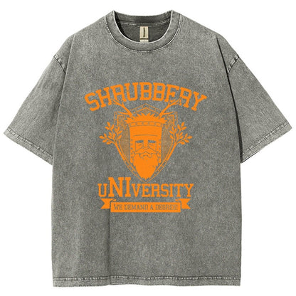 Shrubbery University Vintage Distressed T-shirt