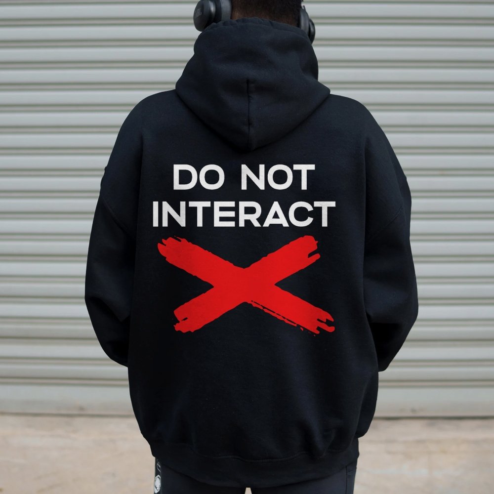 Do Not Interact Printed Back Unisex Cotton Hoodie