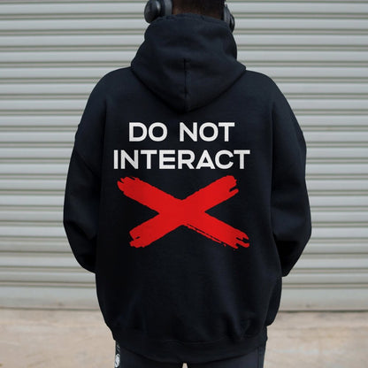 Do Not Interact Printed Back Unisex Cotton Hoodie