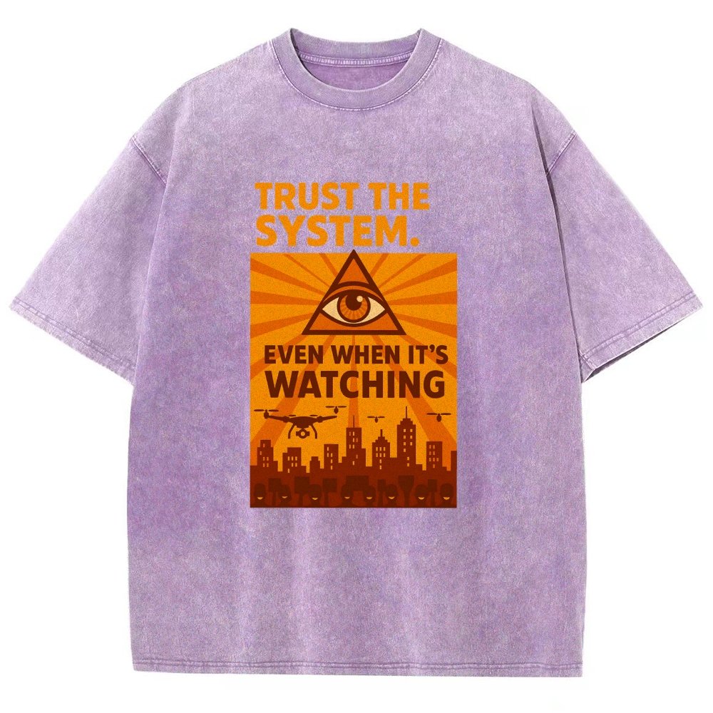 Trust The System - Dystopian Surveillance Vintage Distressed T-shirt