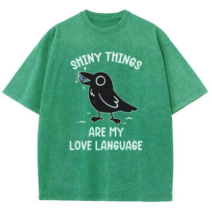 Crow Love Shiny Vintage Distressed T-shirt