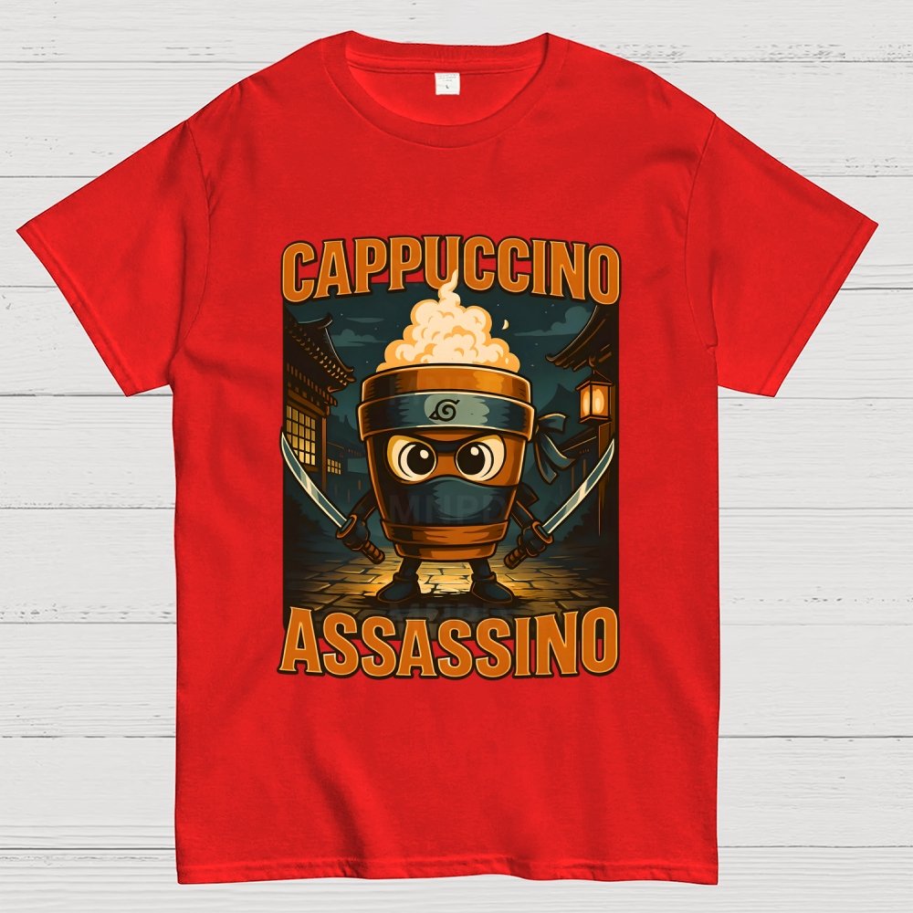 Italian Brainrot Cappuccino Assassino Beverage Coffee Lovers Unisex Geek T-Shirt