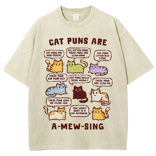 Cat Puns Are A-Mew-sing Vintage Distressed T-shirt