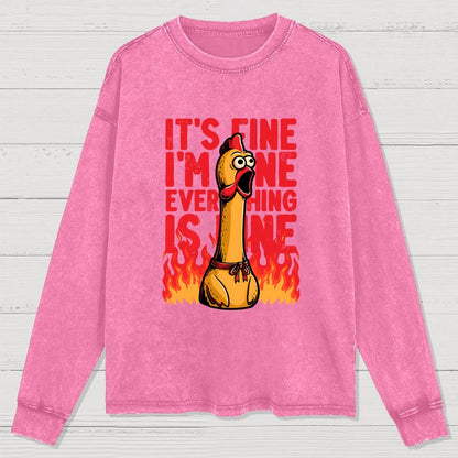 Chicken Fine Burn Washed Long Sleeve Tee