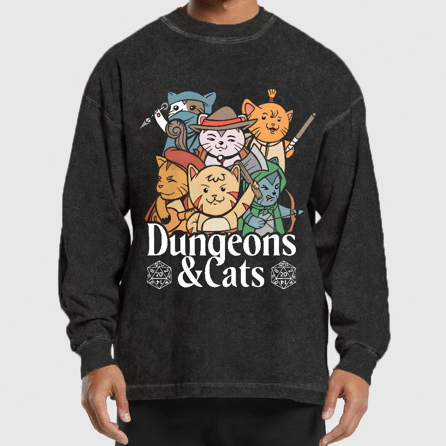 Dungeons and Cats Washed Long Sleeve Tee