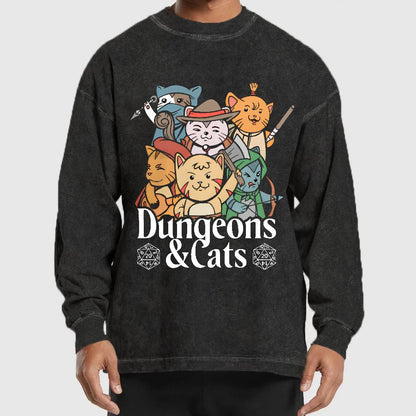 Dungeons and Cats Washed Long Sleeve Tee