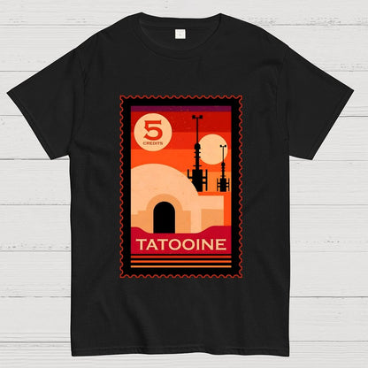 Double Suns Retro Postage Stamp Geek T-Shirt