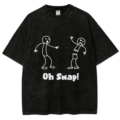 Oh Snap Funny Stick Figure Slogan Saying Vintage Distressed T-shirt