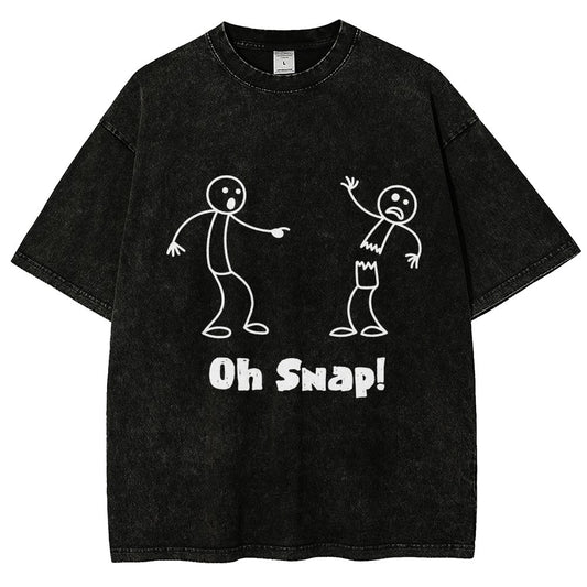 Oh Snap Funny Stick Figure Slogan Saying Vintage Distressed T-shirt