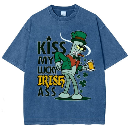 Kiss my Lucky Irish-St. Patrick's Day Vintage Distressed T-shirt