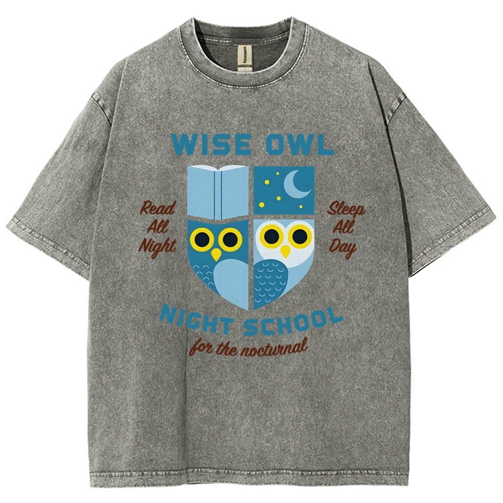 Wise Owl Night School Vintage Distressed T-shirt