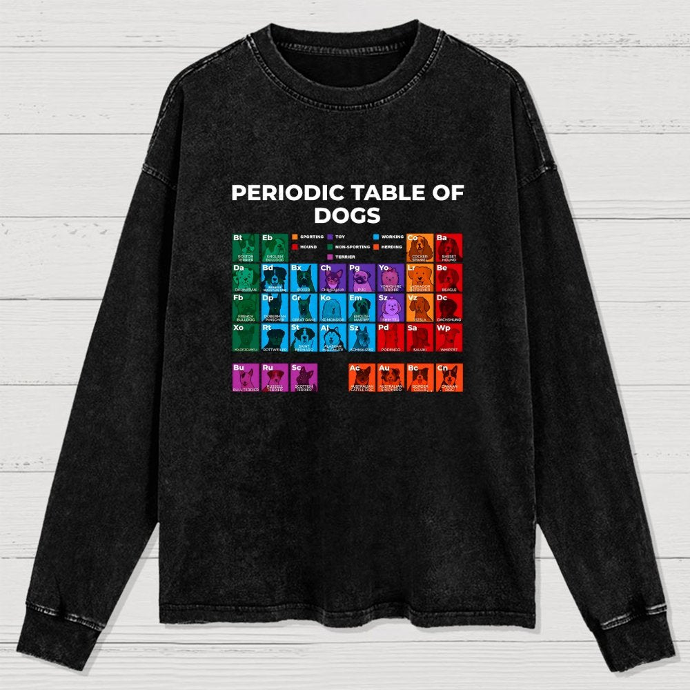 Periodic Table Of Dogs Dog Lover Funny Science Washed Long Sleeve Tee