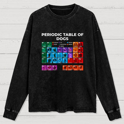 Periodic Table Of Dogs Dog Lover Funny Science Washed Long Sleeve Tee