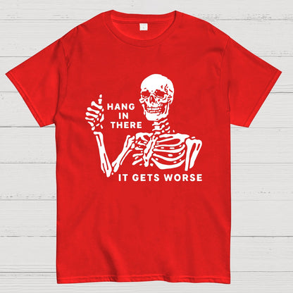 Hang In There Skeleton Geek T-Shirt