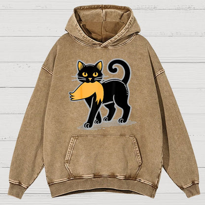 Black Cat Satire Vintage Distressed Hoodie