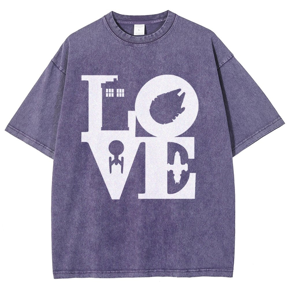 I Love SciFi Black Vintage Distressed T-shirt