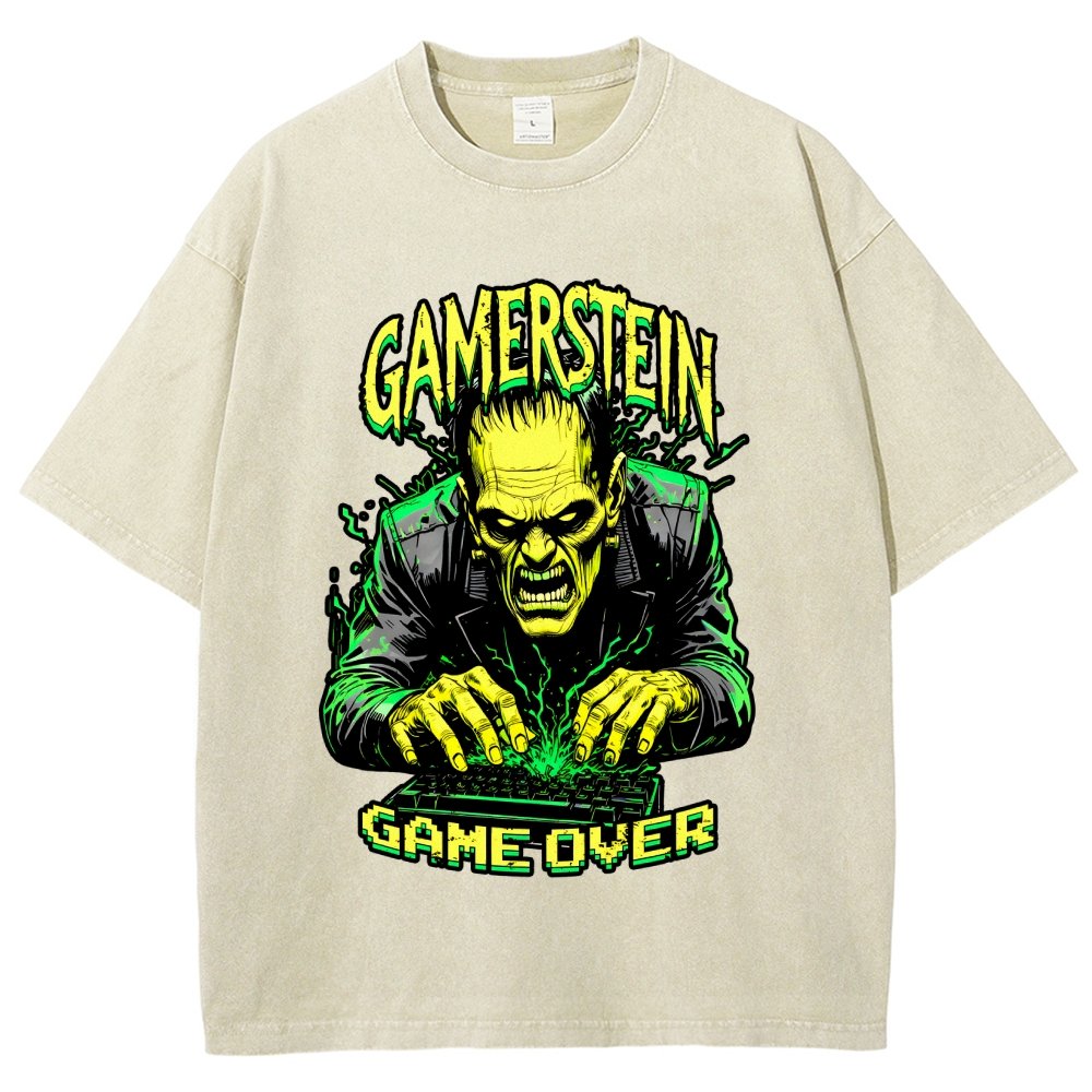 Gamerstein Game Over Funny Halloween Vintage Distressed T-shirt