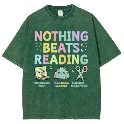 Nothing Beats Reading Librarian Book Bookworm Vintage Distressed T-shirt