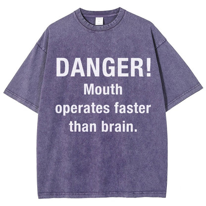 Danger Mouth Works Faster Than Brain Vintage Distressed T-shirt