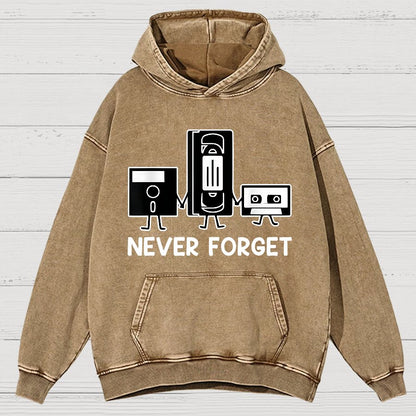 Never Forget Cassette Tape VHS Gamer Old School Funny Vintage Distressed Hoodie