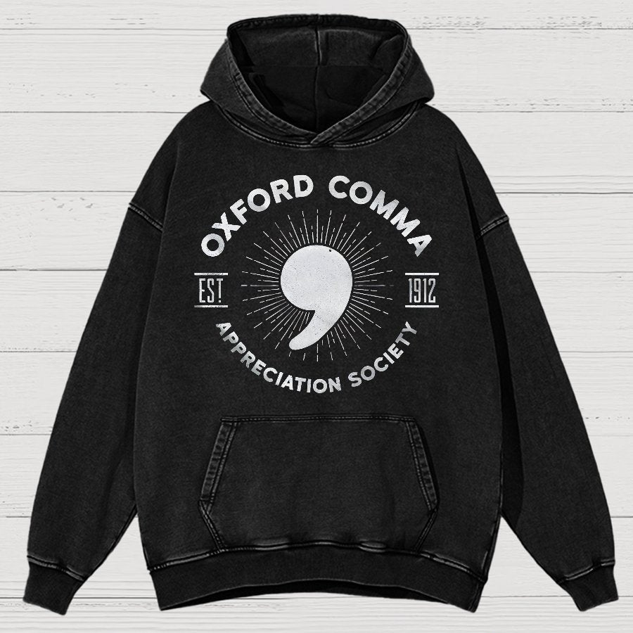 Men's Oxford Comma Appreciation Society Vintage Distressed Hoodie