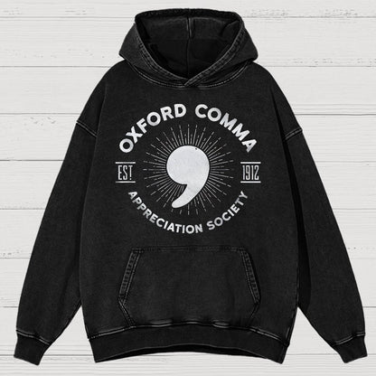 Men's Oxford Comma Appreciation Society Vintage Distressed Hoodie