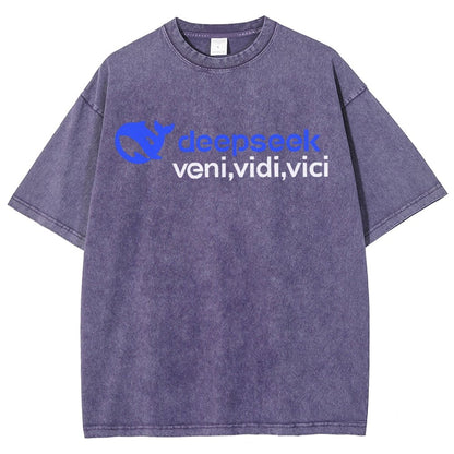 Deepseek R1 Graphic Vintage Distressed T-shirt