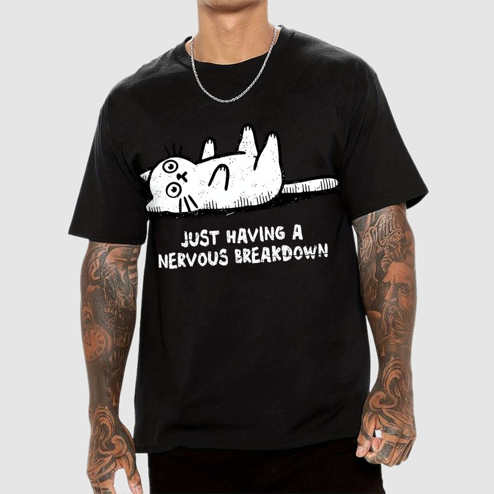 Nervous Breakdown Cat Geek T-Shirt