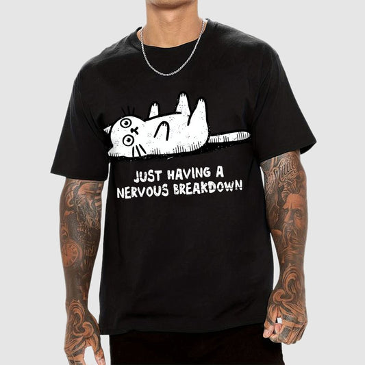 Nervous Breakdown Cat Geek T-Shirt