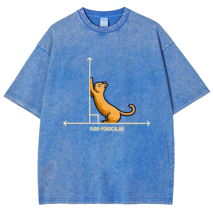 Purr-Pendicular Cute Maths Cat Premium Vintage Distressed T-shirt