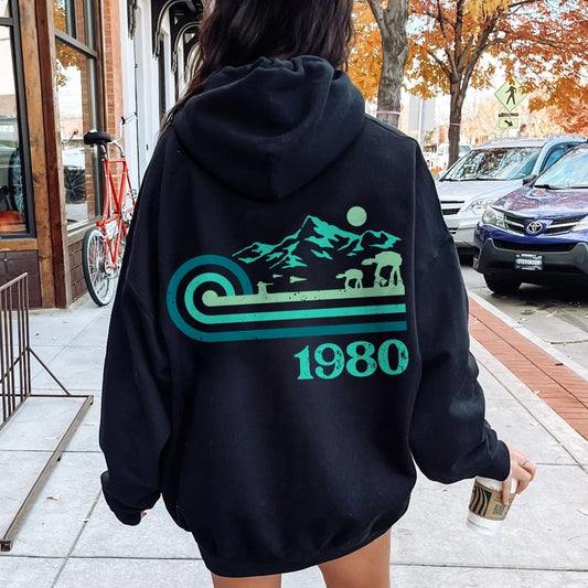Retro Vintage Base Printed Back Unisex Cotton Hoodie