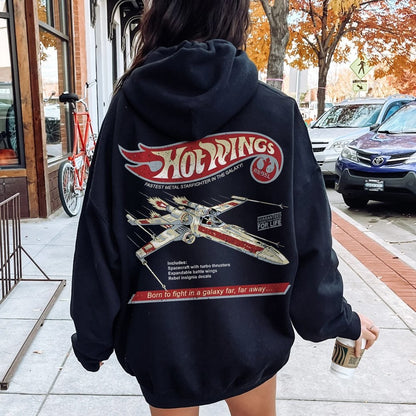 Hot Wings Rebel Printed Back Unisex Cotton Hoodie