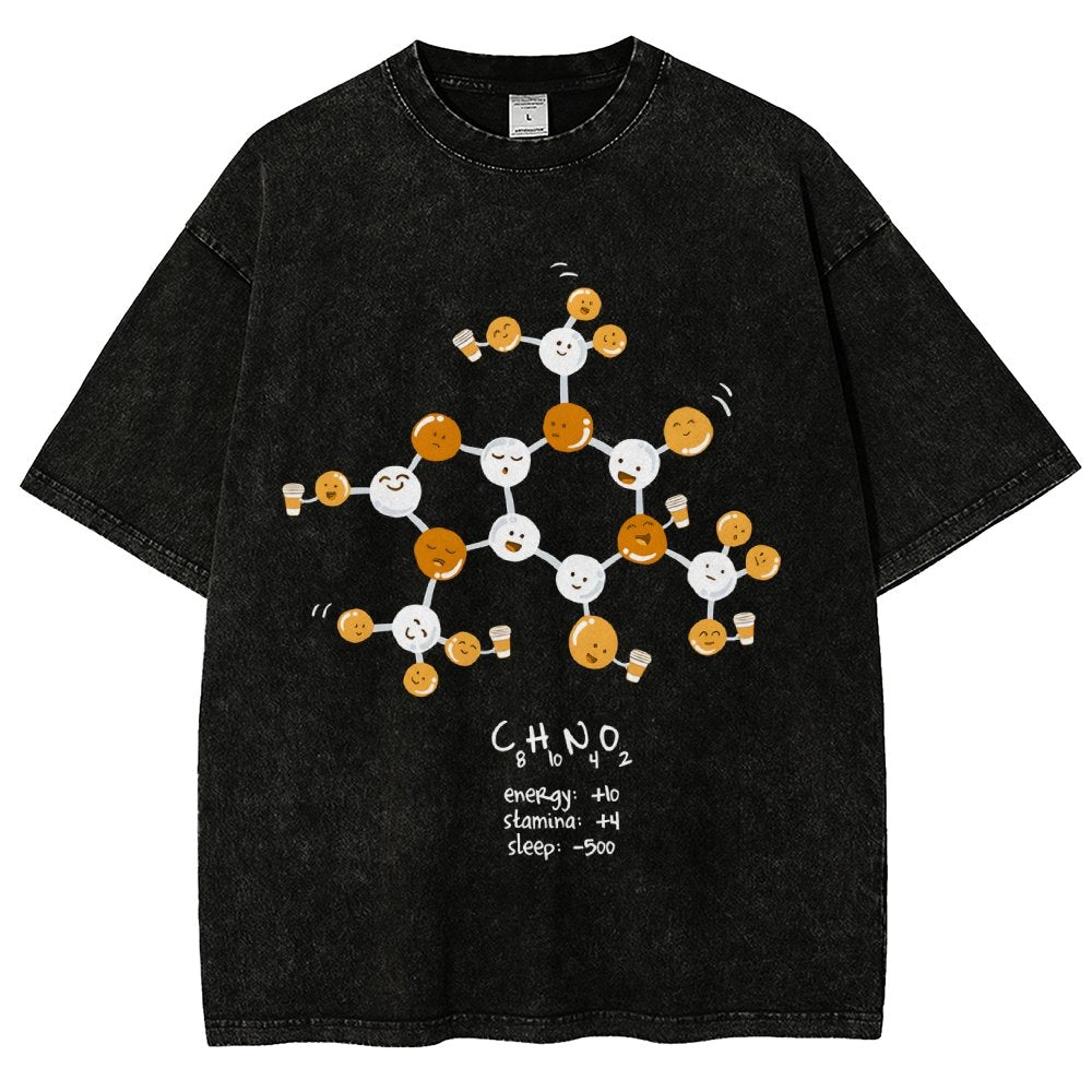 Caffeine Power Up Vintage Distressed T-shirt