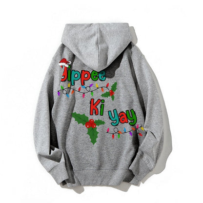 Yippee Ki Yay Christmas Printed Back Cotton Hoodie