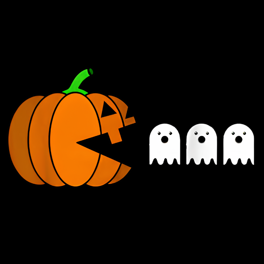 Funny Halloween Pumpkin Eating Ghost Geek T-Shirt