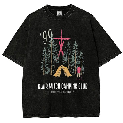 Witch Camping Vintage Distressed T-shirt