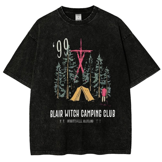 Witch Camping Vintage Distressed T-shirt