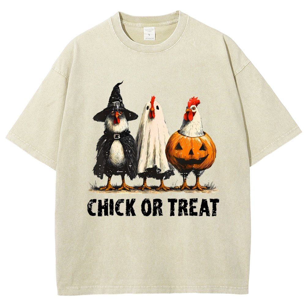 Halloween Chick or Treat Vintage Distressed T-shirt
