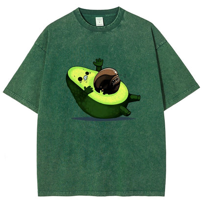Quirky Alien Avocado Vintage Distressed T-shirt