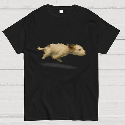 Funny Cute Running Dog Art Print Geek T-Shirt