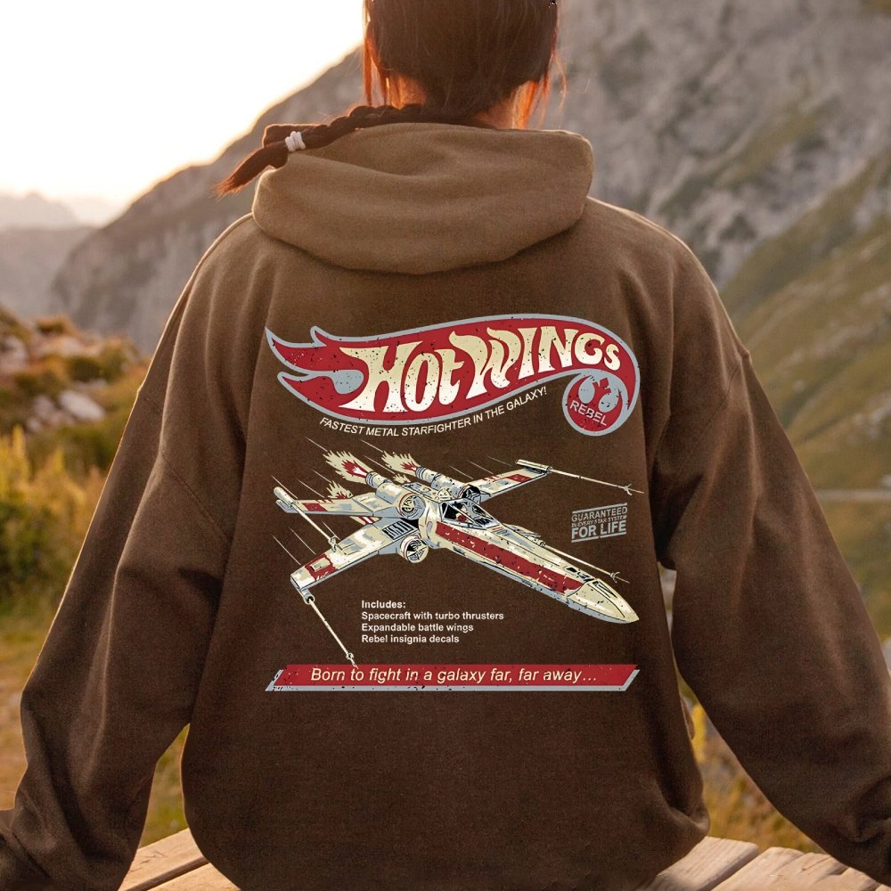Hot Wings Rebel Printed Back Unisex Cotton Hoodie