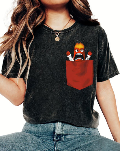 Angry Pocket Fire Monster Vintage Distressed T-shirt
