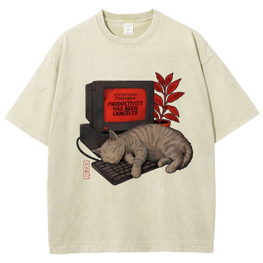 System Crash Cat Vintage Distressed T-shirt