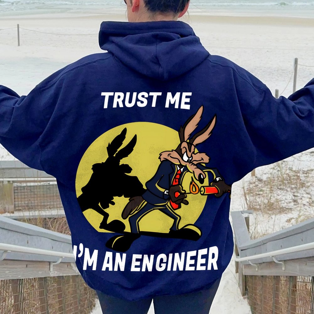 Trust Me I'm An Engineer Printed Back Cotton Hoodie