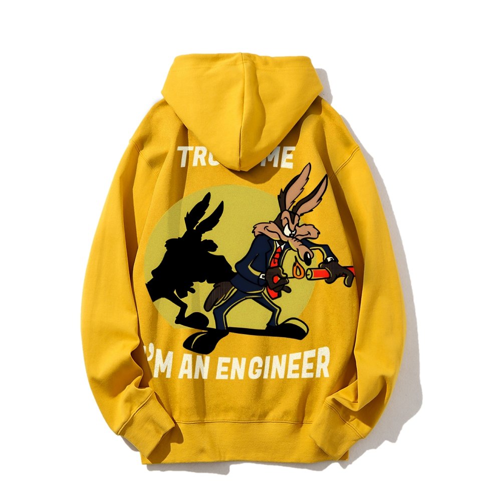 Trust Me I'm An Engineer Printed Back Cotton Hoodie