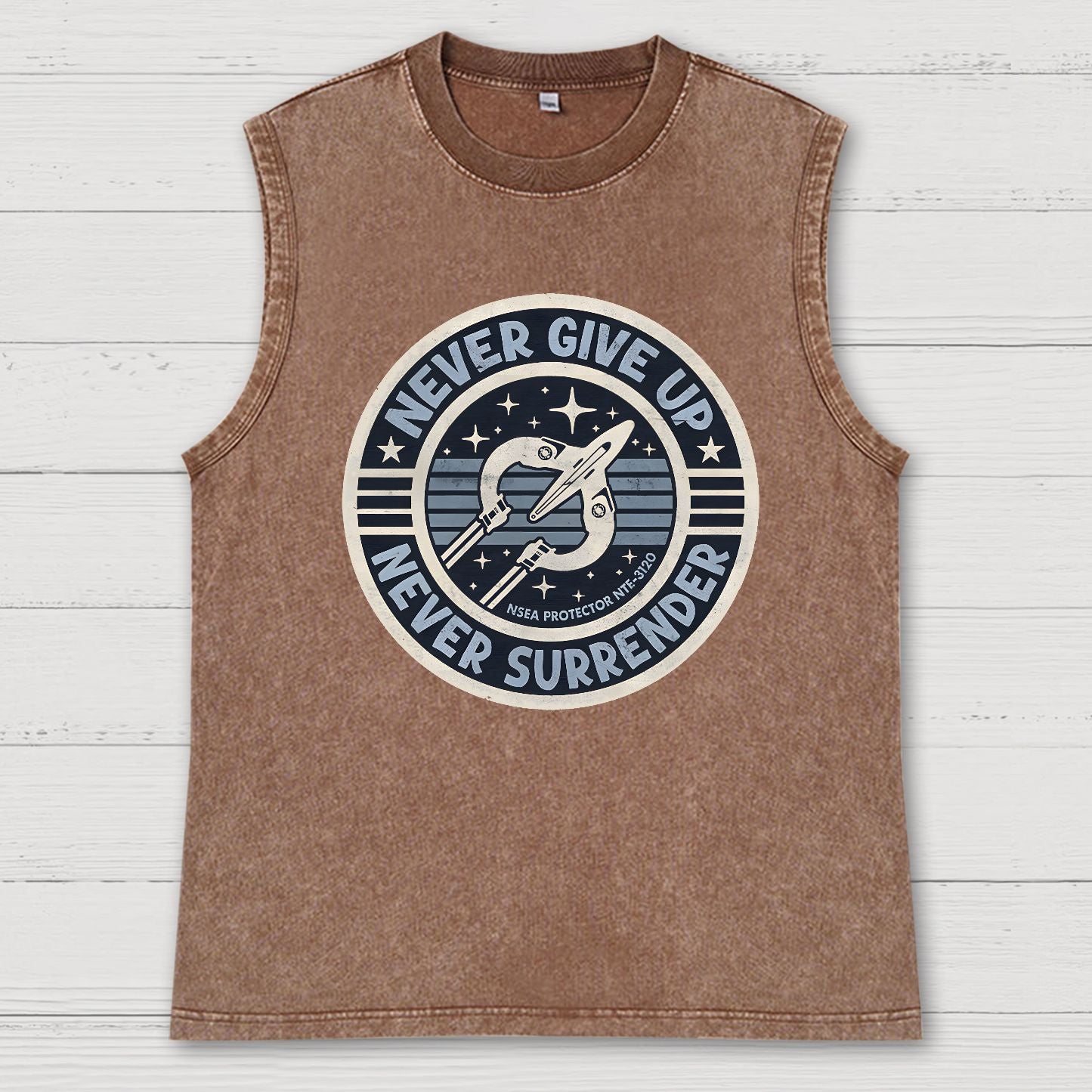 Never Give Up Never Surrender! Vintage Distressed Washed Tank